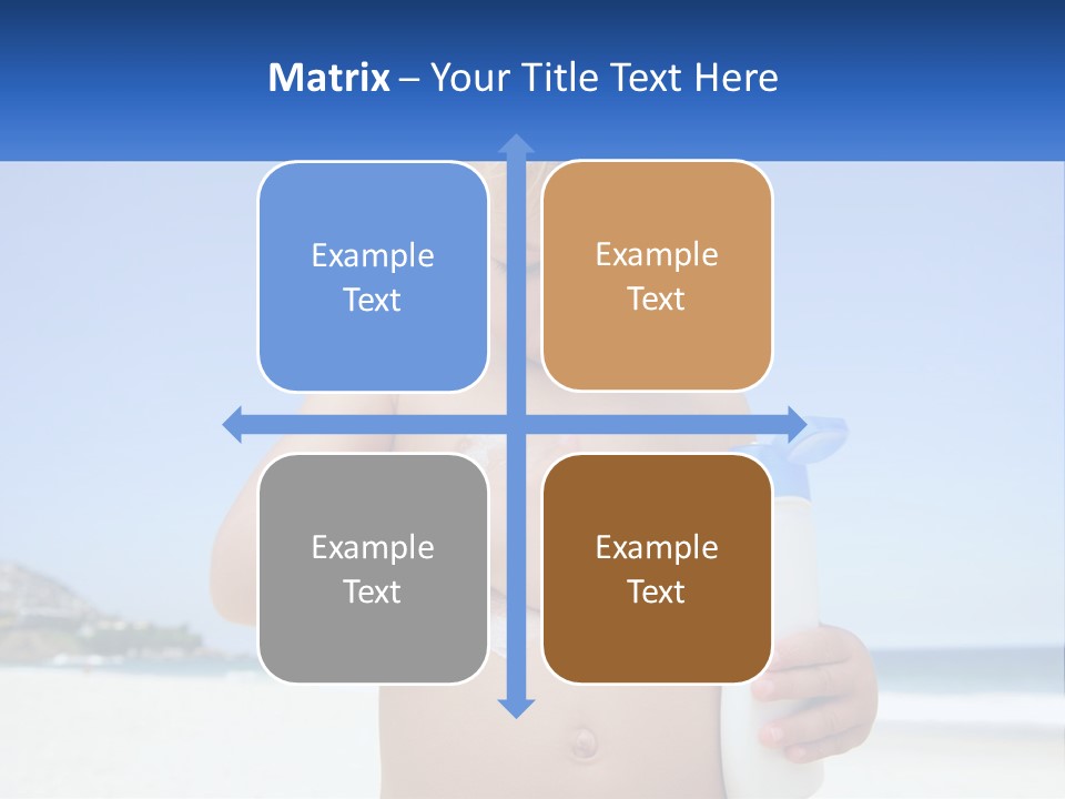 A Young Child Holding A Bottle Of Sunscreen On The Beach PowerPoint Template