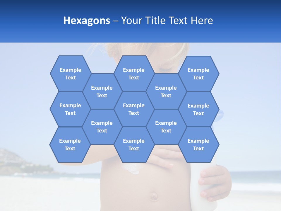 A Young Child Holding A Bottle Of Sunscreen On The Beach PowerPoint Template