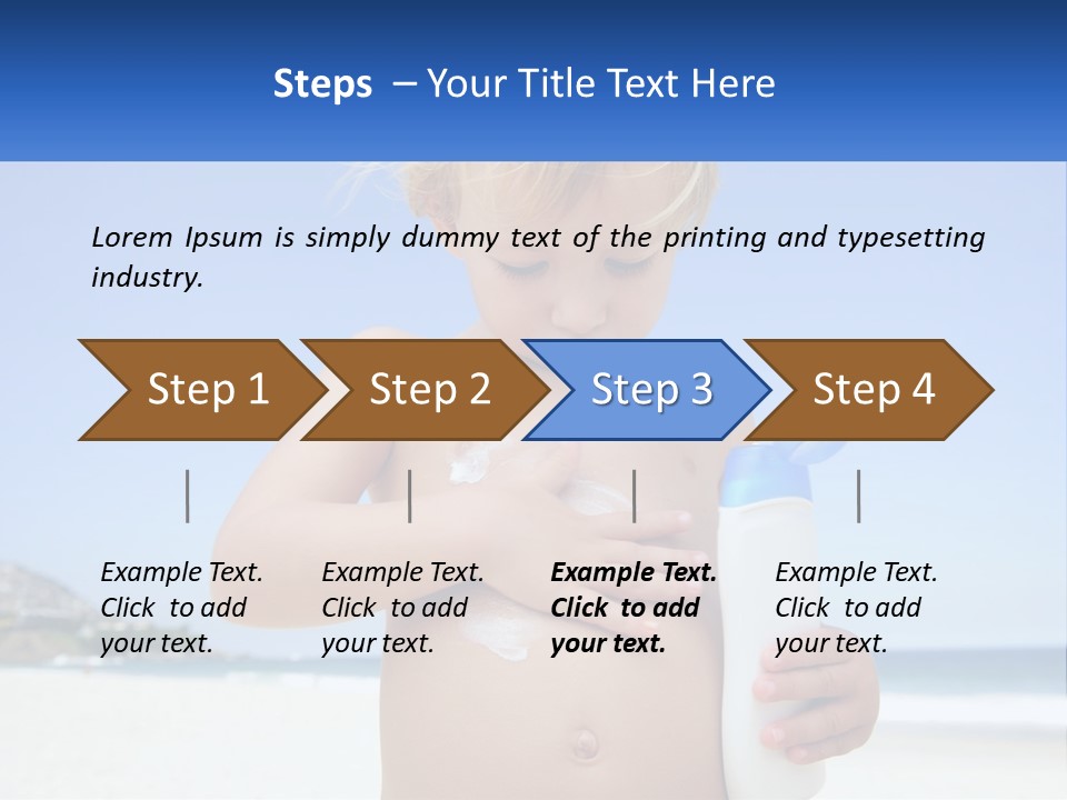 A Young Child Holding A Bottle Of Sunscreen On The Beach PowerPoint Template