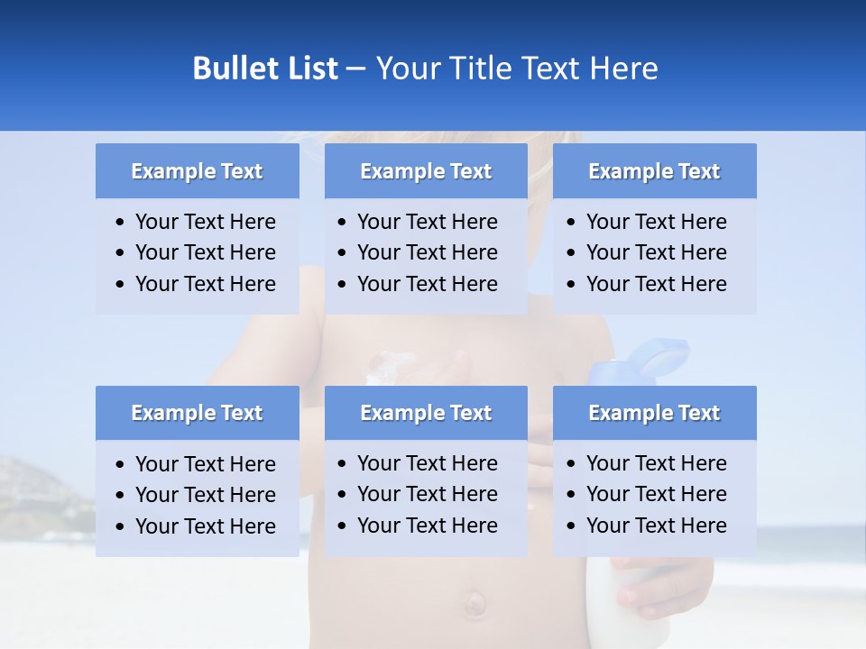 A Young Child Holding A Bottle Of Sunscreen On The Beach PowerPoint Template