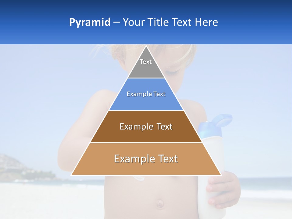 A Young Child Holding A Bottle Of Sunscreen On The Beach PowerPoint Template