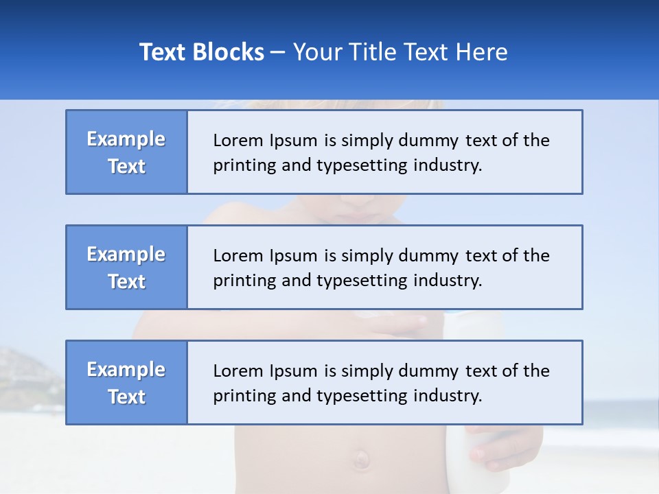 A Young Child Holding A Bottle Of Sunscreen On The Beach PowerPoint Template