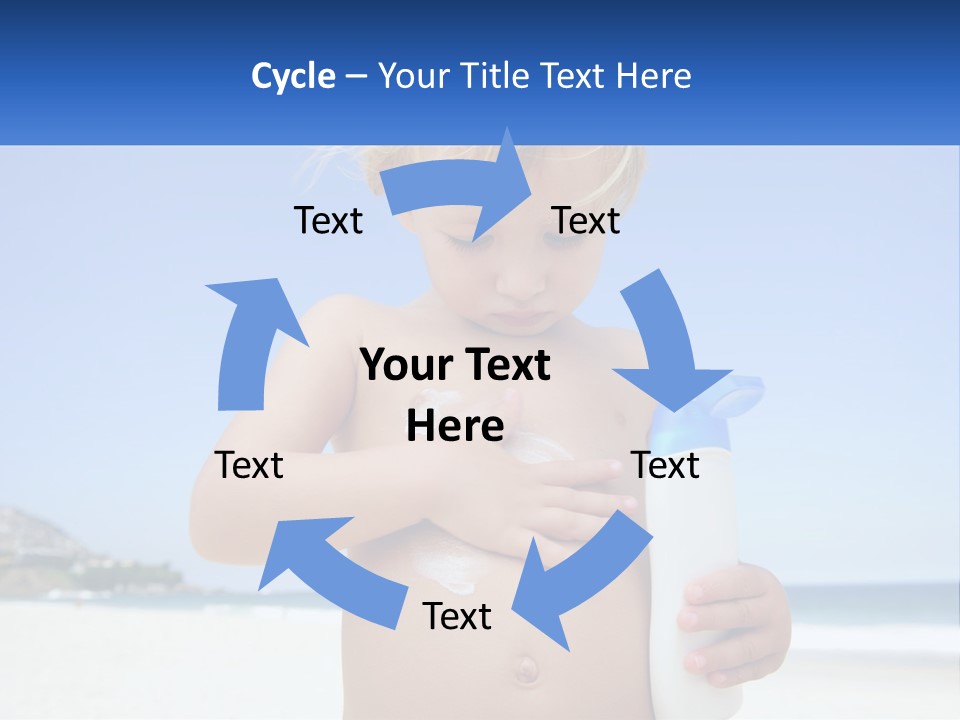 A Young Child Holding A Bottle Of Sunscreen On The Beach PowerPoint Template