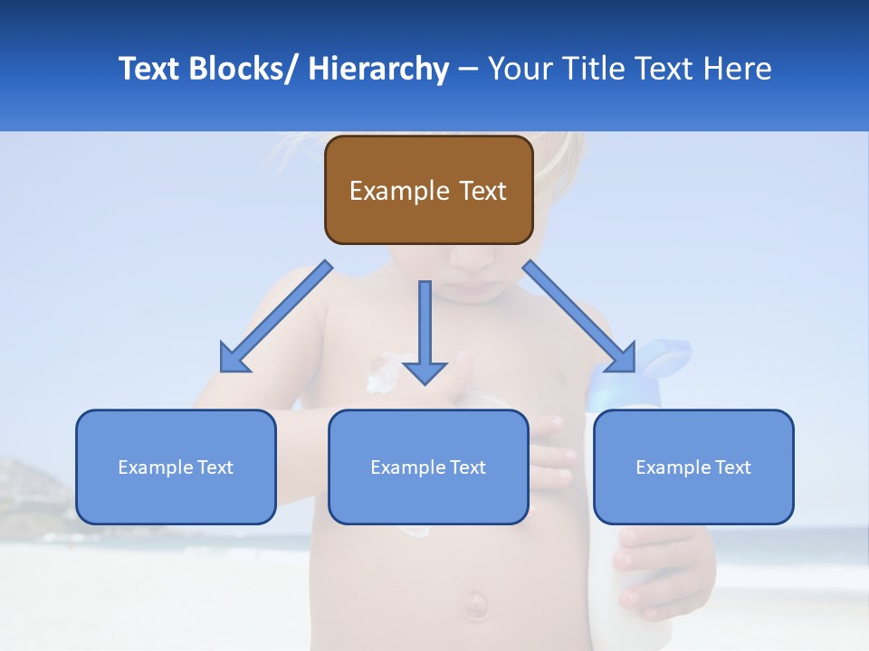 A Young Child Holding A Bottle Of Sunscreen On The Beach PowerPoint Template