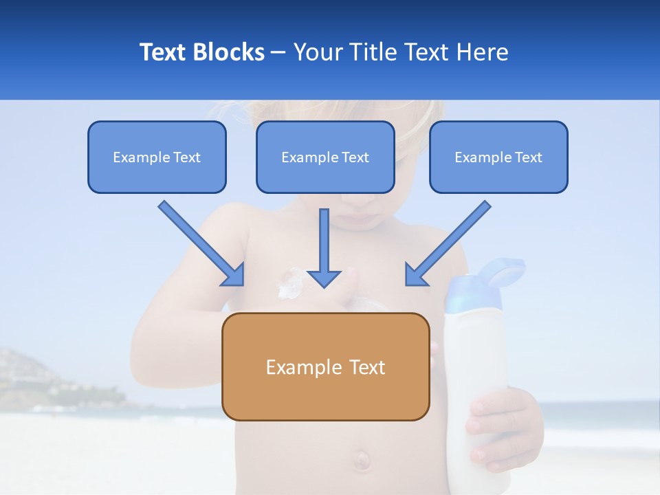 A Young Child Holding A Bottle Of Sunscreen On The Beach PowerPoint Template