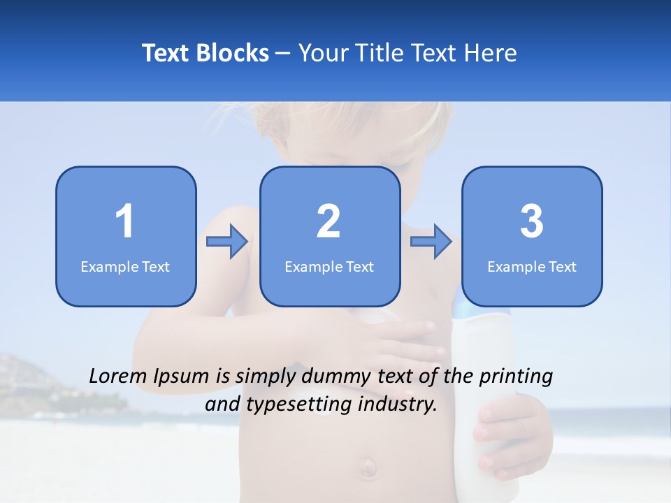 A Young Child Holding A Bottle Of Sunscreen On The Beach PowerPoint Template