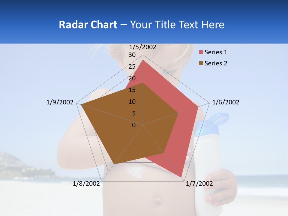 A Young Child Holding A Bottle Of Sunscreen On The Beach PowerPoint Template