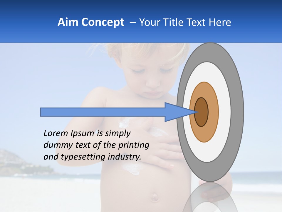 A Young Child Holding A Bottle Of Sunscreen On The Beach PowerPoint Template