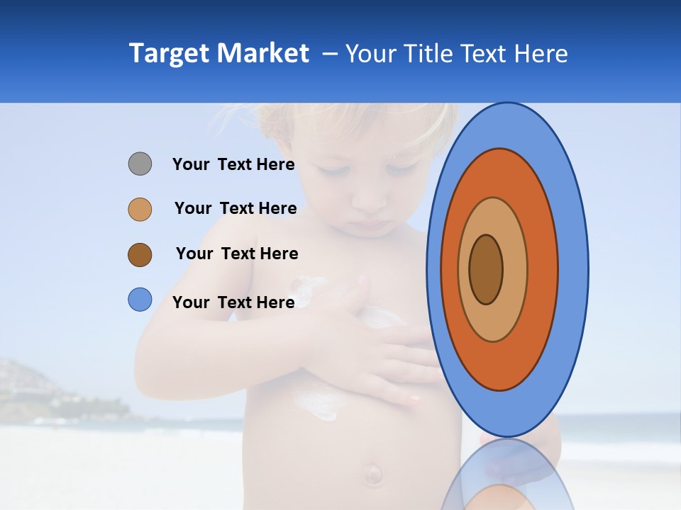 A Young Child Holding A Bottle Of Sunscreen On The Beach PowerPoint Template