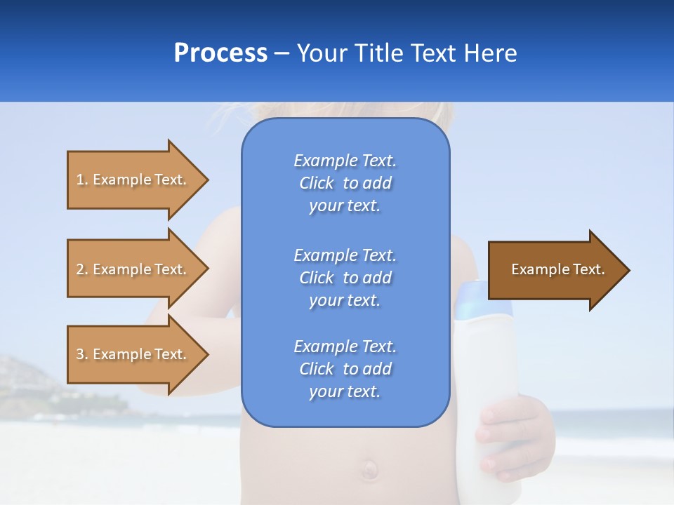 A Young Child Holding A Bottle Of Sunscreen On The Beach PowerPoint Template