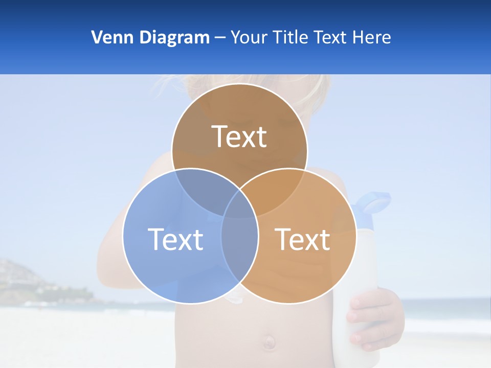 A Young Child Holding A Bottle Of Sunscreen On The Beach PowerPoint Template