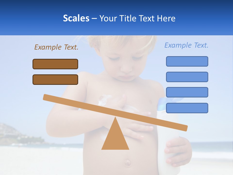 A Young Child Holding A Bottle Of Sunscreen On The Beach PowerPoint Template