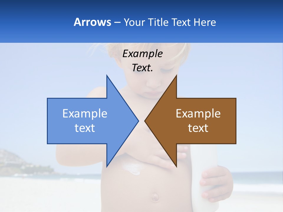 A Young Child Holding A Bottle Of Sunscreen On The Beach PowerPoint Template