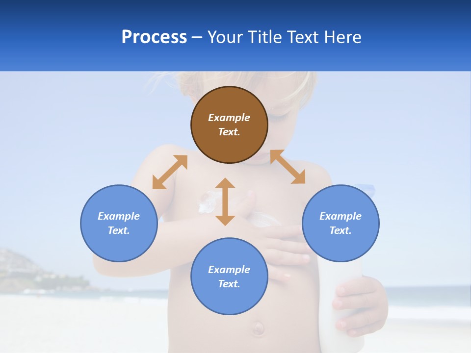 A Young Child Holding A Bottle Of Sunscreen On The Beach PowerPoint Template