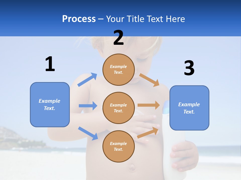 A Young Child Holding A Bottle Of Sunscreen On The Beach PowerPoint Template