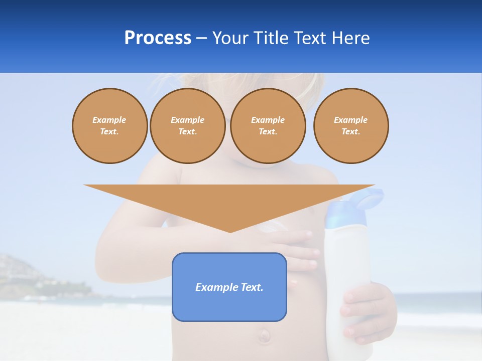 A Young Child Holding A Bottle Of Sunscreen On The Beach PowerPoint Template