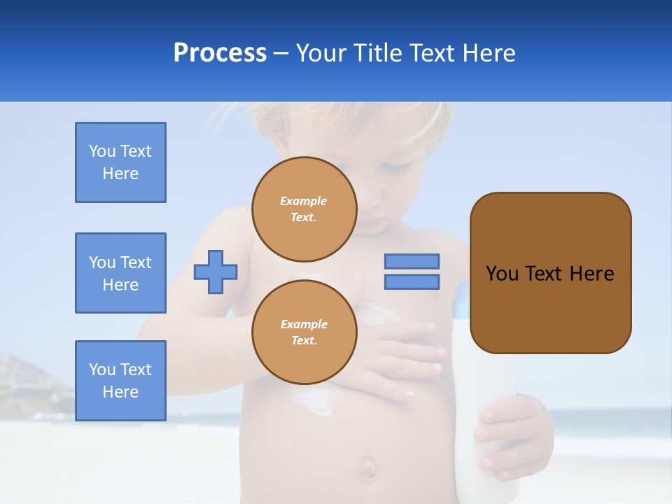 A Young Child Holding A Bottle Of Sunscreen On The Beach PowerPoint Template