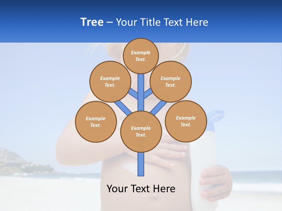 A Young Child Holding A Bottle Of Sunscreen On The Beach PowerPoint Template