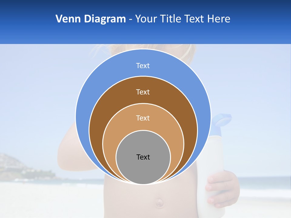 A Young Child Holding A Bottle Of Sunscreen On The Beach PowerPoint Template