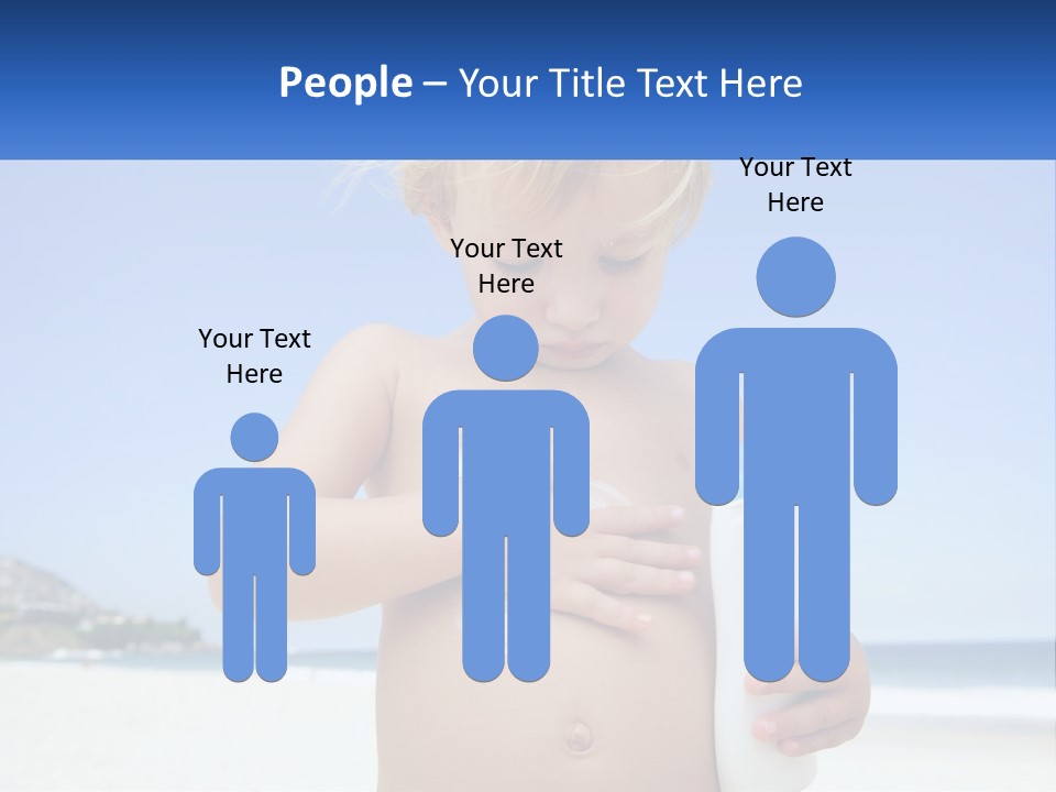 A Young Child Holding A Bottle Of Sunscreen On The Beach PowerPoint Template