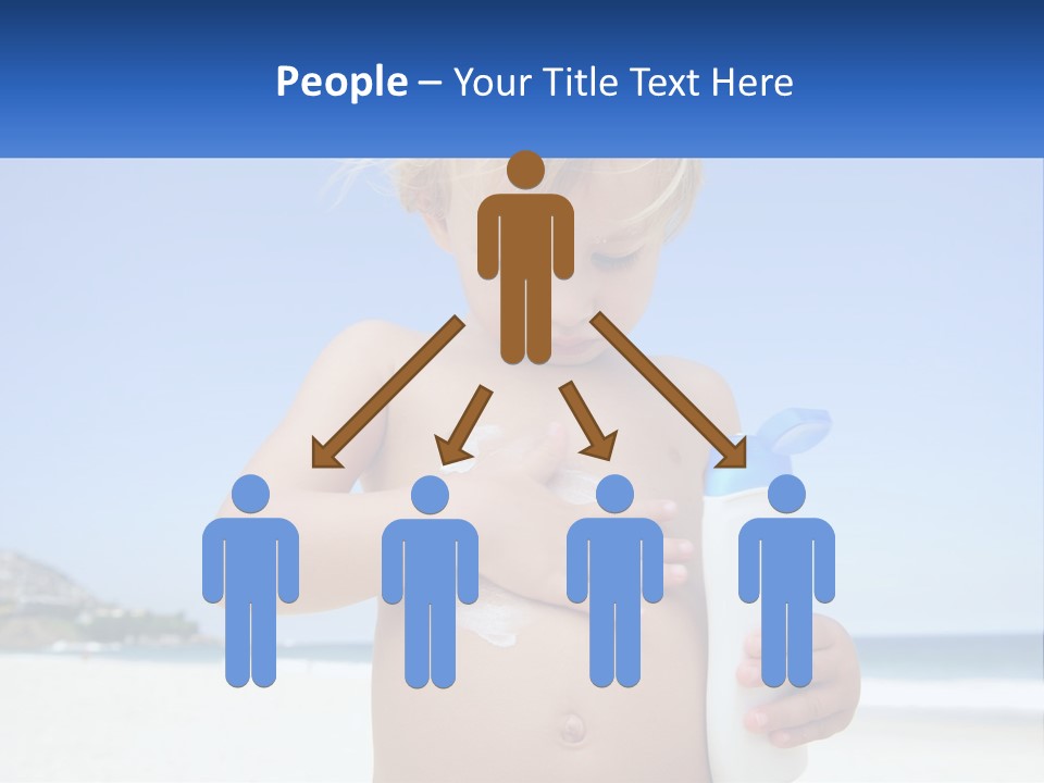 A Young Child Holding A Bottle Of Sunscreen On The Beach PowerPoint Template