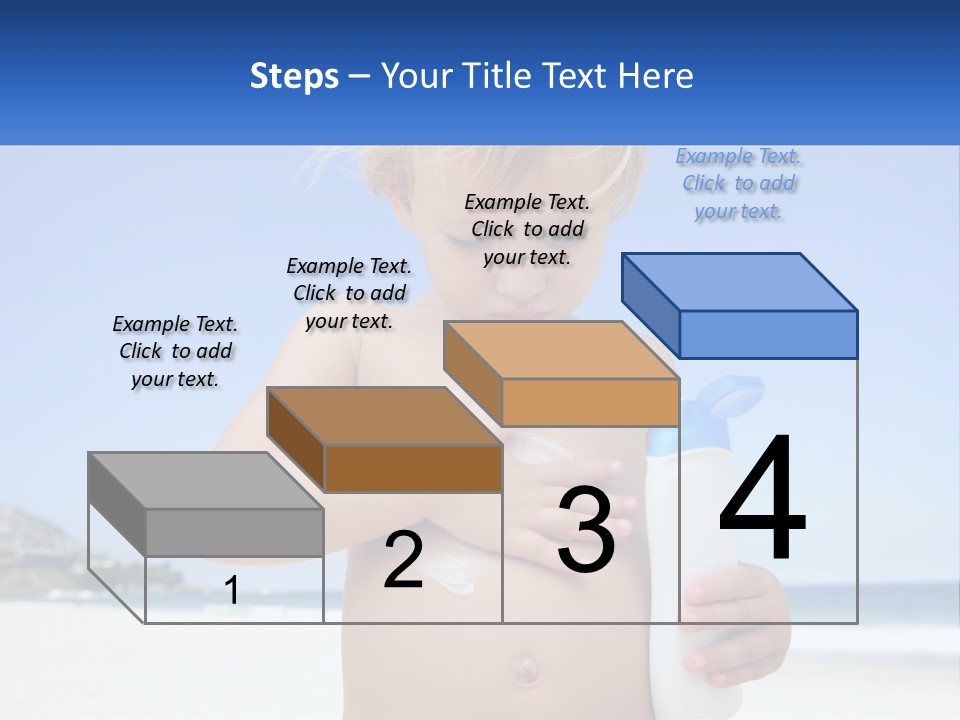 A Young Child Holding A Bottle Of Sunscreen On The Beach PowerPoint Template