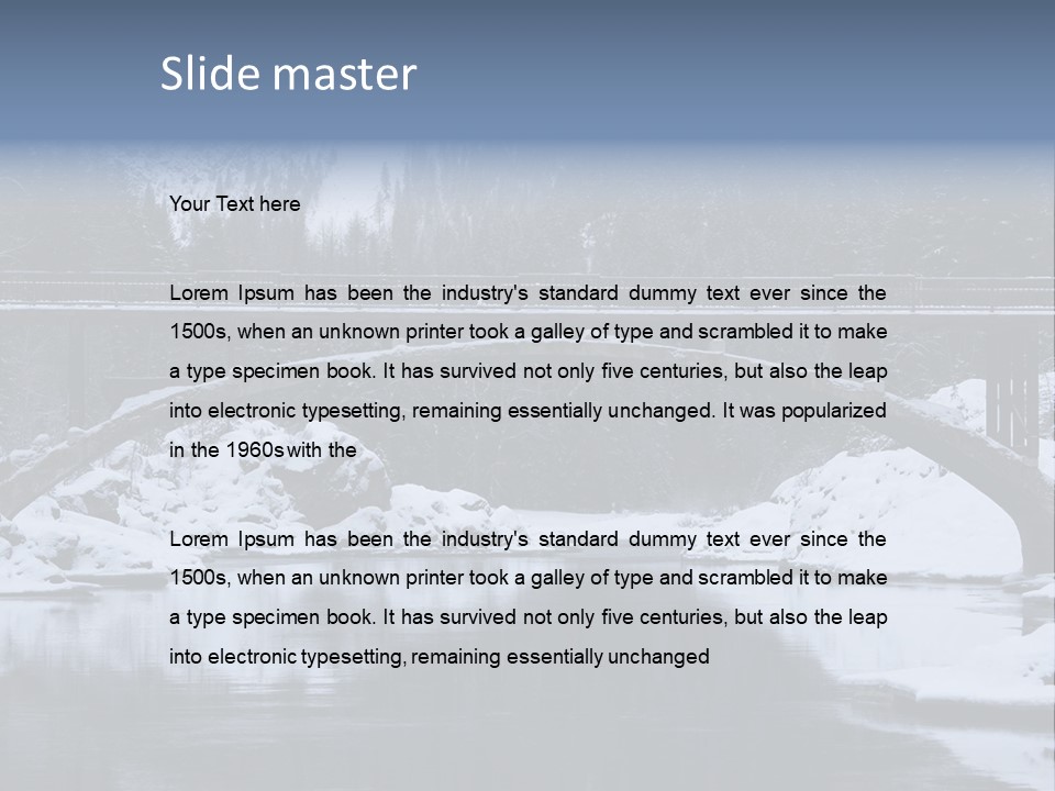 A Bridge Over A Body Of Water Covered In Snow PowerPoint Template