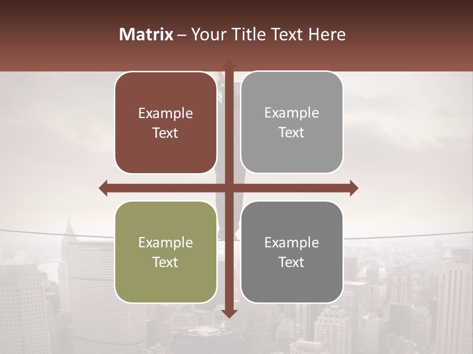 A Man Walking On A Tight Rope Over A City PowerPoint Template