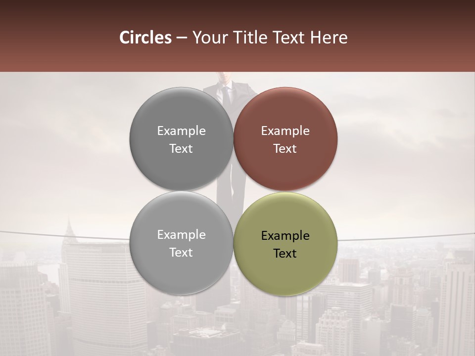 A Man Walking On A Tight Rope Over A City PowerPoint Template