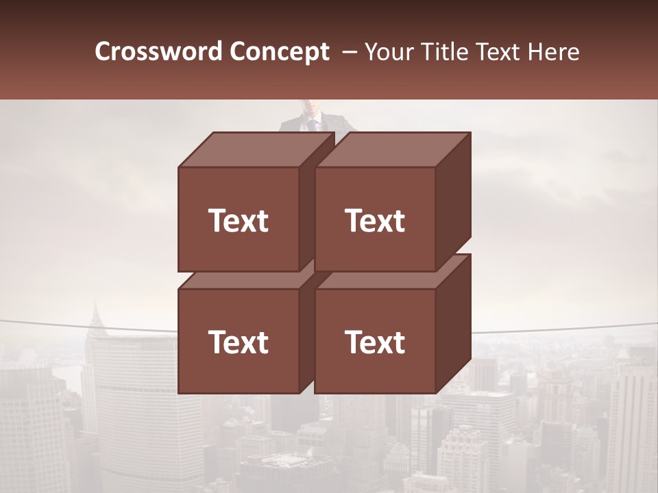 A Man Walking On A Tight Rope Over A City PowerPoint Template