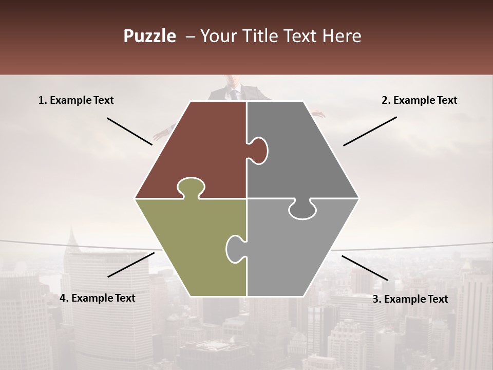 A Man Walking On A Tight Rope Over A City PowerPoint Template