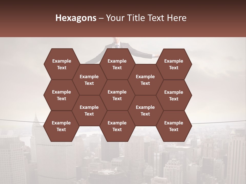 A Man Walking On A Tight Rope Over A City PowerPoint Template