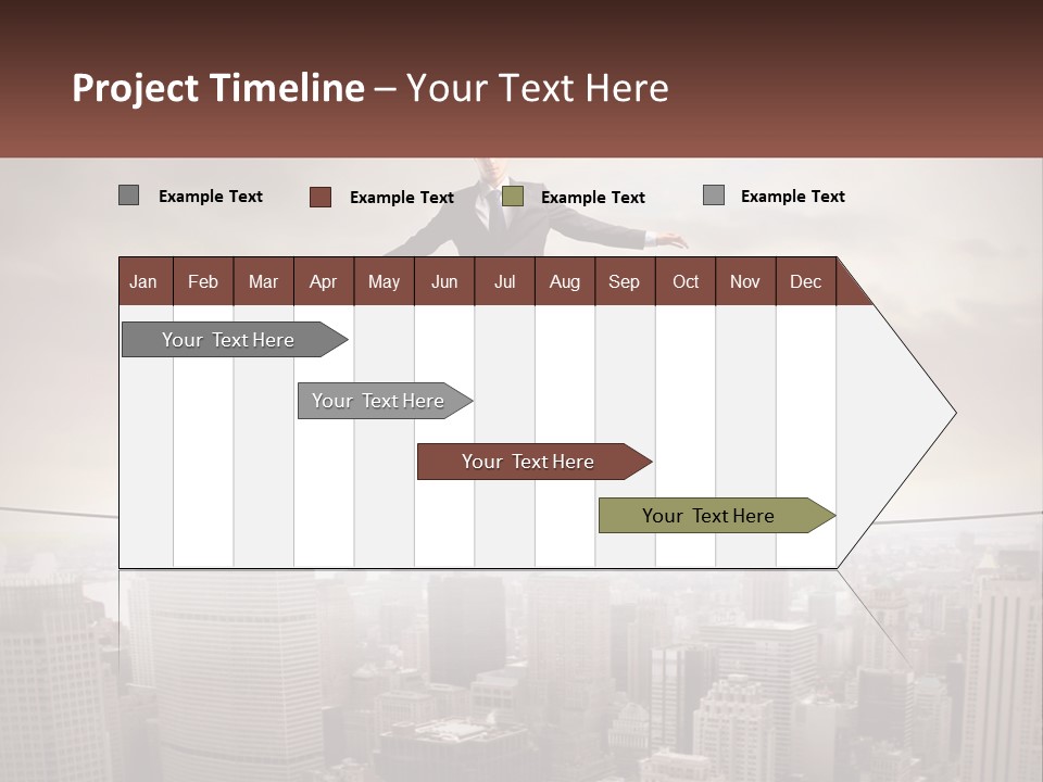 A Man Walking On A Tight Rope Over A City PowerPoint Template