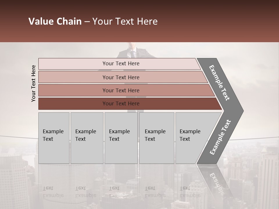 A Man Walking On A Tight Rope Over A City PowerPoint Template
