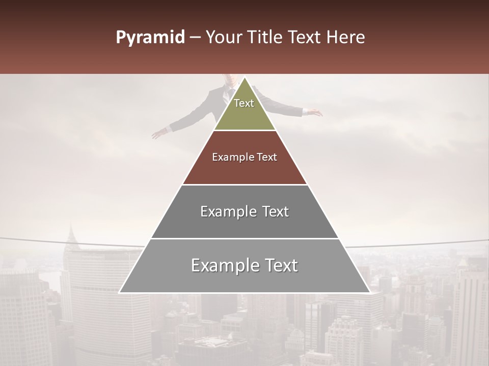 A Man Walking On A Tight Rope Over A City PowerPoint Template