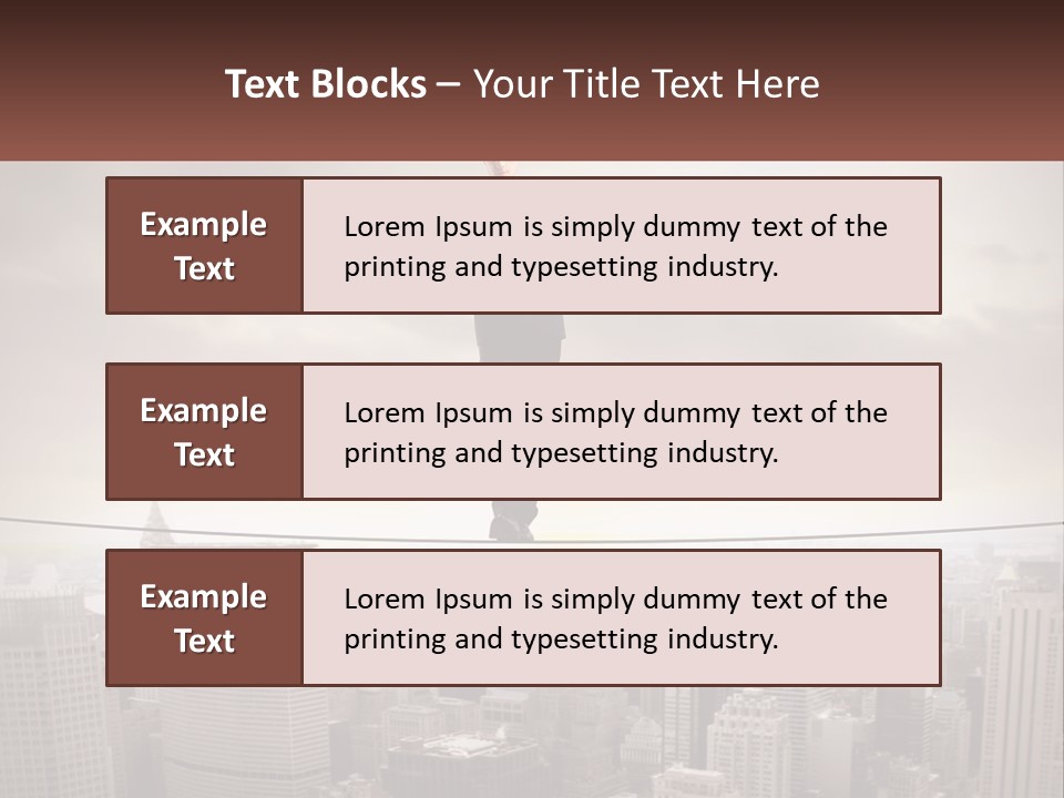 A Man Walking On A Tight Rope Over A City PowerPoint Template