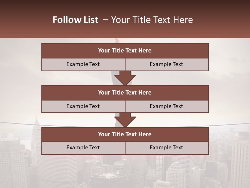 A Man Walking On A Tight Rope Over A City PowerPoint Template