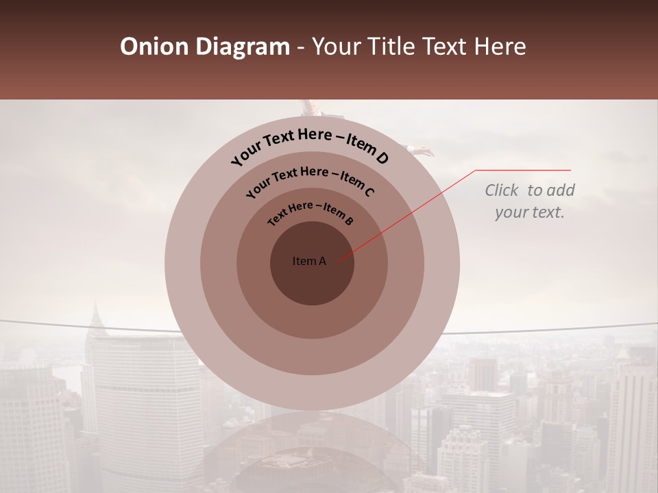 A Man Walking On A Tight Rope Over A City PowerPoint Template