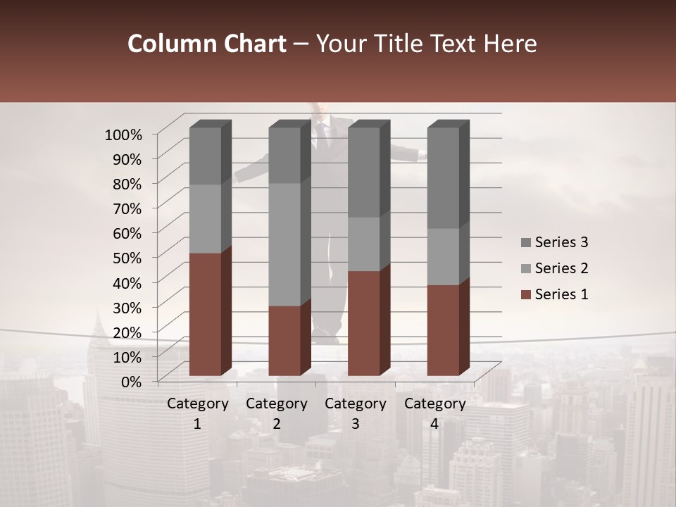 A Man Walking On A Tight Rope Over A City PowerPoint Template