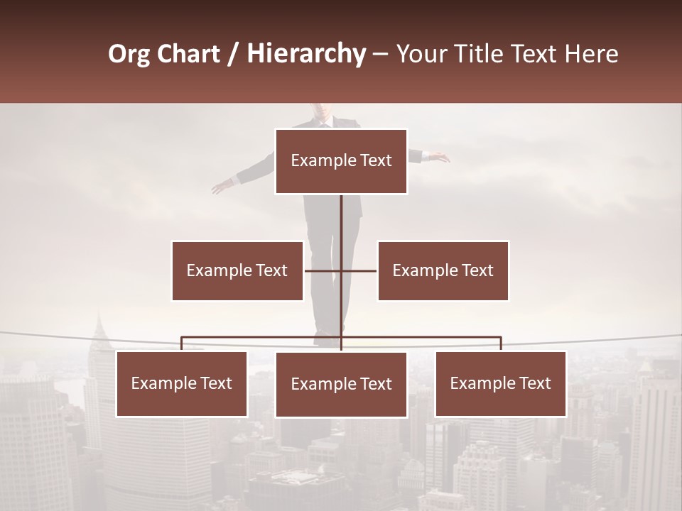 A Man Walking On A Tight Rope Over A City PowerPoint Template