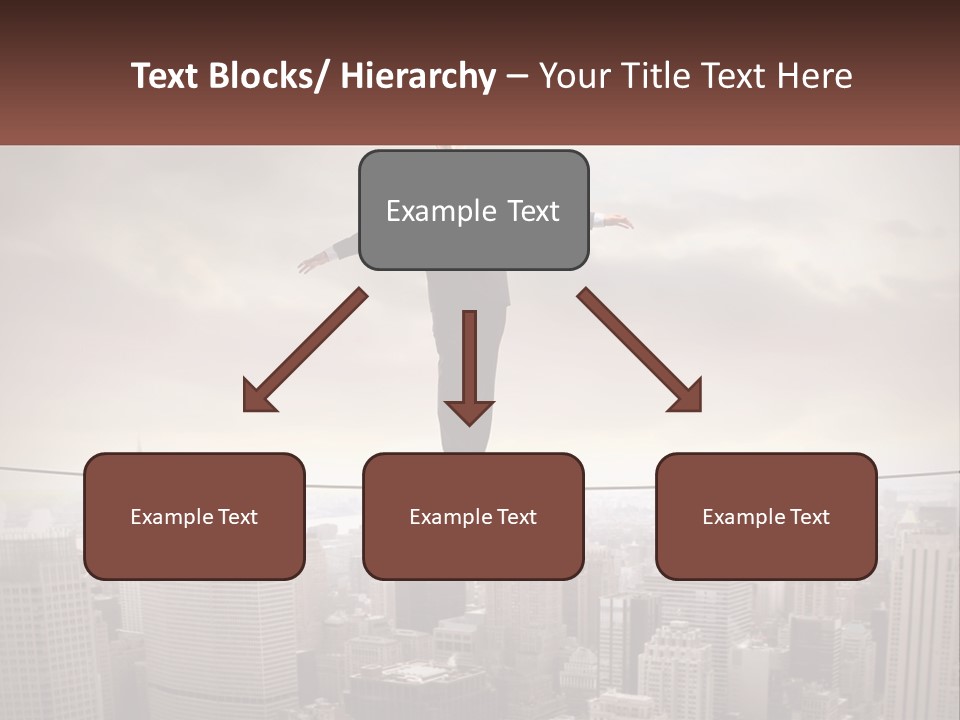 A Man Walking On A Tight Rope Over A City PowerPoint Template