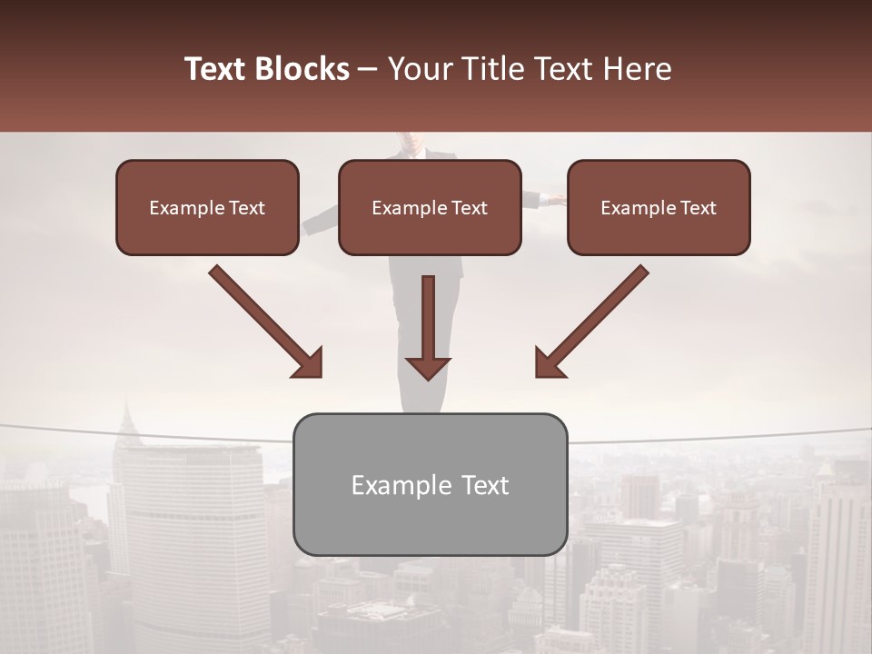 A Man Walking On A Tight Rope Over A City PowerPoint Template