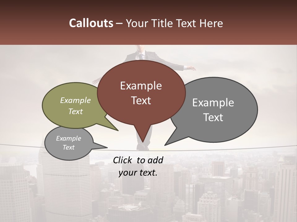A Man Walking On A Tight Rope Over A City PowerPoint Template