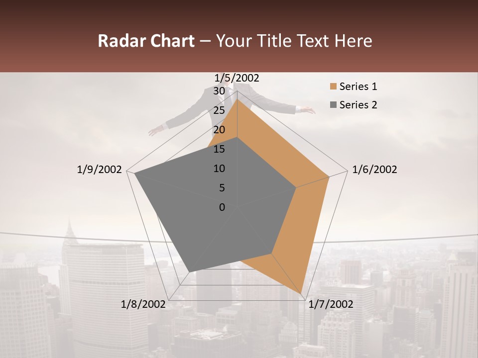 A Man Walking On A Tight Rope Over A City PowerPoint Template