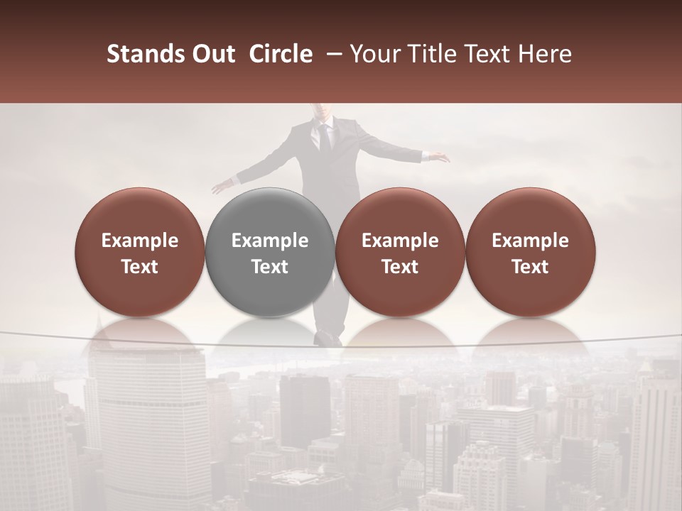A Man Walking On A Tight Rope Over A City PowerPoint Template