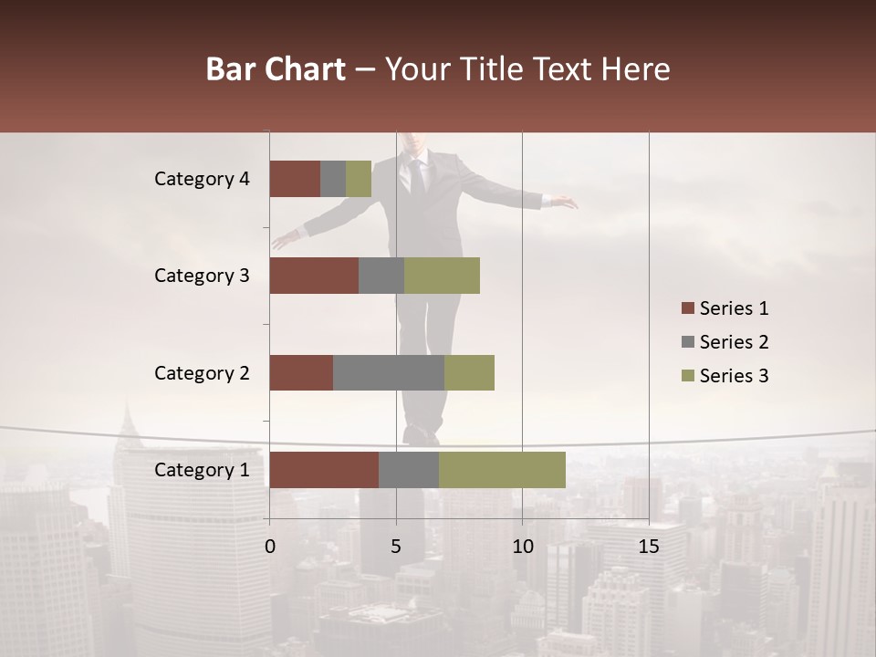 A Man Walking On A Tight Rope Over A City PowerPoint Template