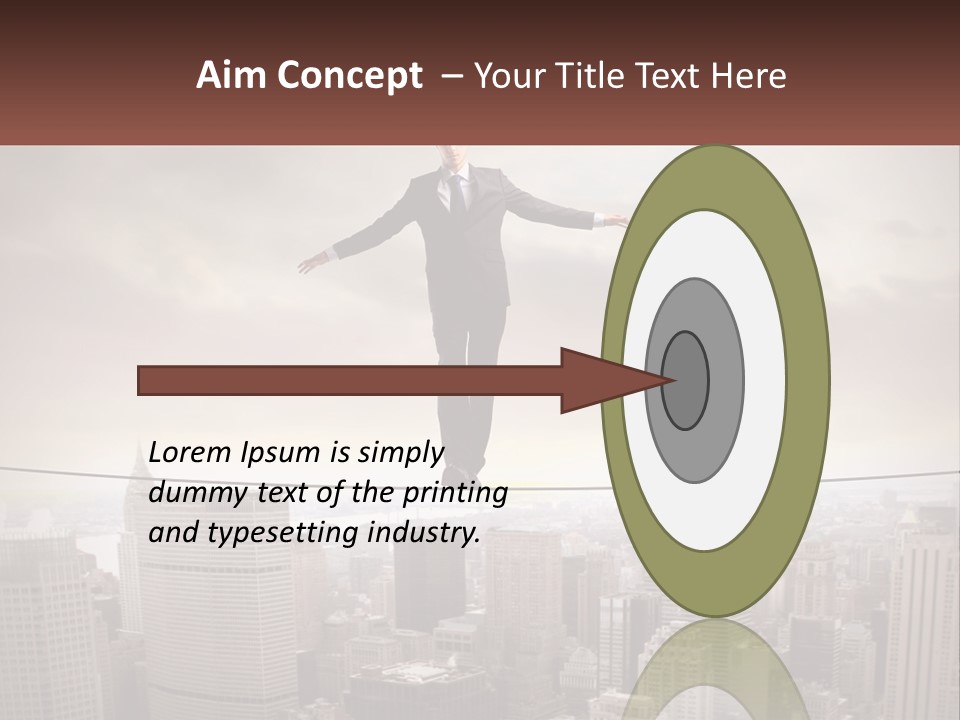 A Man Walking On A Tight Rope Over A City PowerPoint Template