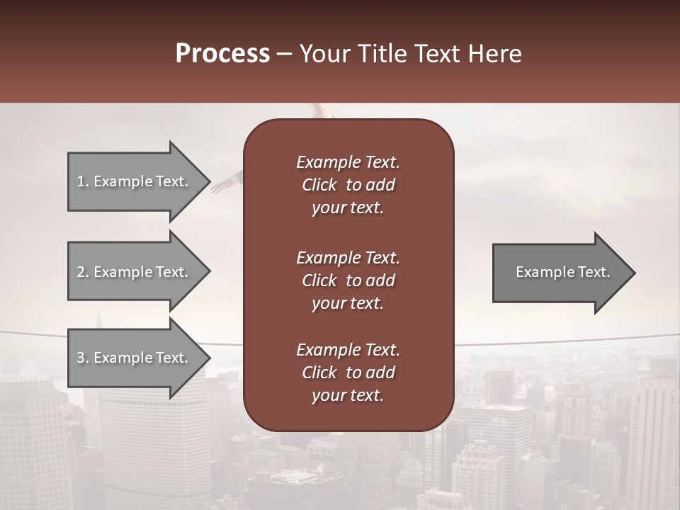 A Man Walking On A Tight Rope Over A City PowerPoint Template
