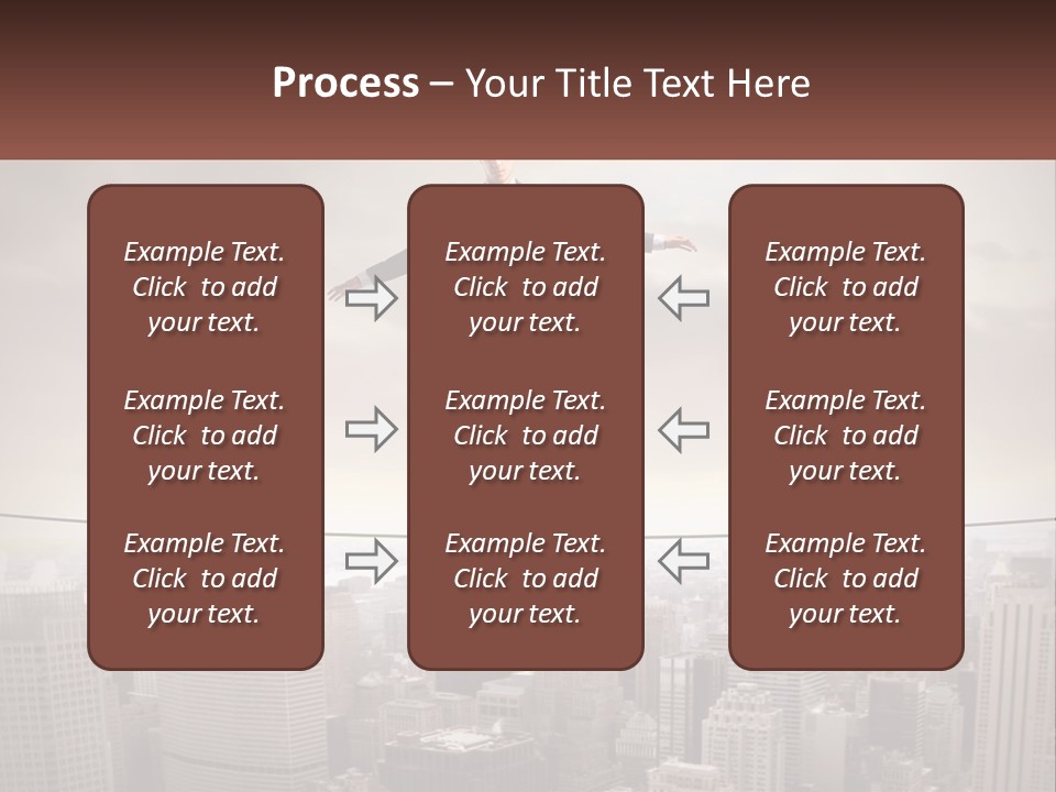 A Man Walking On A Tight Rope Over A City PowerPoint Template
