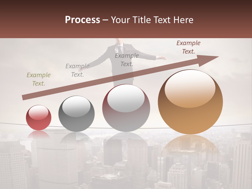 A Man Walking On A Tight Rope Over A City PowerPoint Template